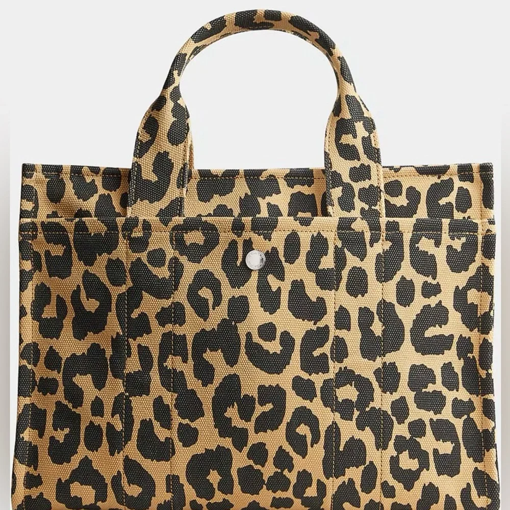 Coach Leopard Print Canvas Tote in Brown and Black - Picture 3 of 7